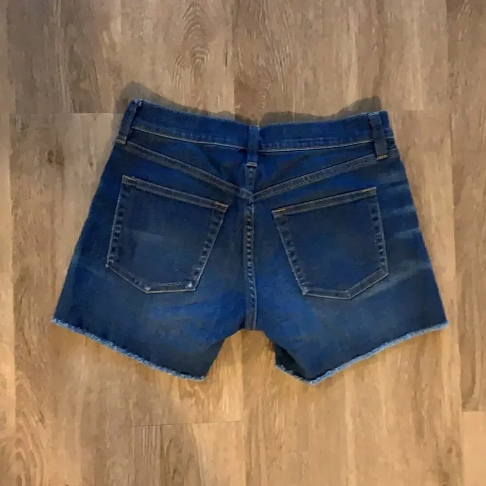J.Crew Jean Shorts Dark Wash Size 24 Mid Rise Cut Off‎
